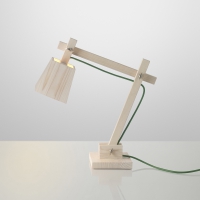 Lampe de bureau en bois - Fil vert